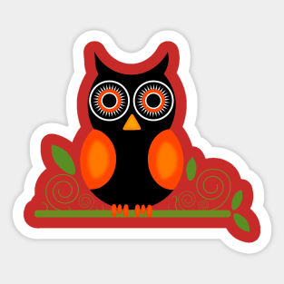 Owl on red Sticker